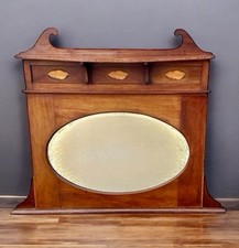 Antique Edwardian Inlaid Overmantle Mirror - 45” By 38”