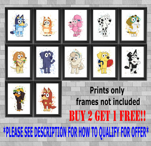 Bluey bingo dog wall art - bluey,