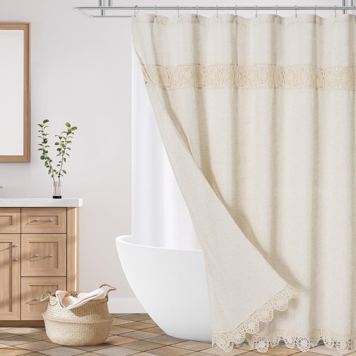Boho farmhouse shower curtain - shower,