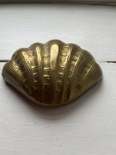 Vintage brass scalloped shell - scalloped,