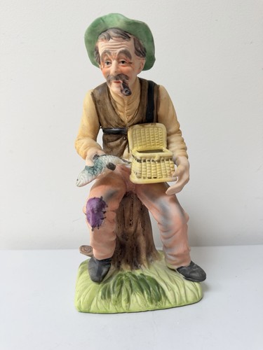 Vintage fisherman figurine man - figurine,