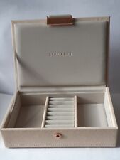 Stackers Mini Jewellery Box/Beige Faux Leather Exterior/Ideal Gift