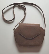 Vintage Small Brown Hexagon Real Leather Ostrich Skin Handbag Shoulder / Handbag