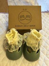 Dinkum Doll Shoes Cabbage Patch Kids Compatible sage green + socks read please