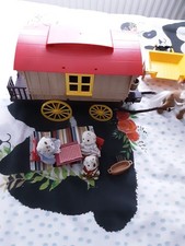 sylvanian families bundle including Gypsy Carvan Cart & Horse Rabbit family 