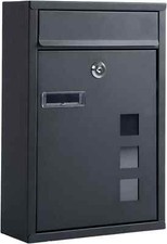 Mailbox Large Steel Wall-Mounted Letterbox Key Lock Parcel Post Box Large UK