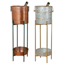 Metal Standing Ice Drink Cooler Bucket Contemporary Home Bar Beer Wine Champagne