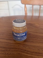 vintage retro rare old vaseline white petroleum jelly glass jar with product