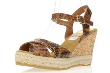 Womens KANNA leopard print leather wedges / sandals shoes sz. 39