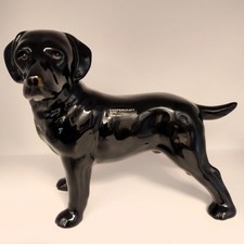 Coopercraft Black Labrador Dog China Figurine With Label 8.5" L Christmas Gift