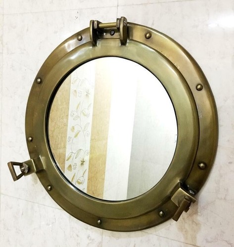 Brass porthole mirror - brass,