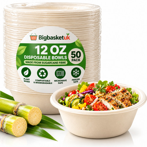 Bagasse bowls 350ml disposable - bagasse,