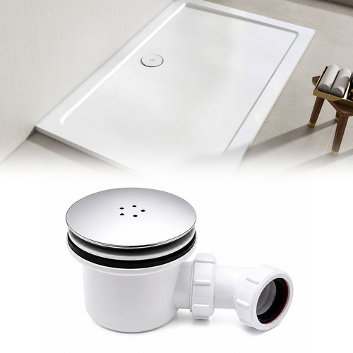 Chrome 90mm shower waste - waste, trap