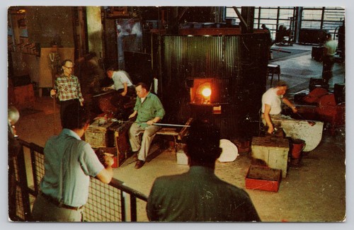 1960 steuben glass blowing - glass,