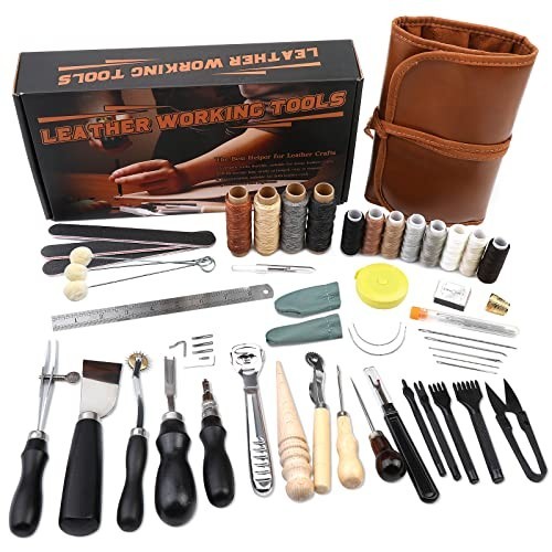 Leather tooling kit with - leather,
