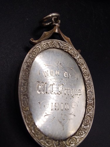 Large antique silver watch fob - antique,