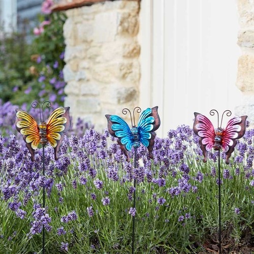 Butterfly border stake metal - butterfly,