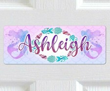 Personalised Any Name METAL Mermaid Bedroom Door Sign Plaque. Girls Playhouse