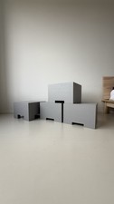 Set of Grey Plywood Plinth Riser Podiums For Set Design Display