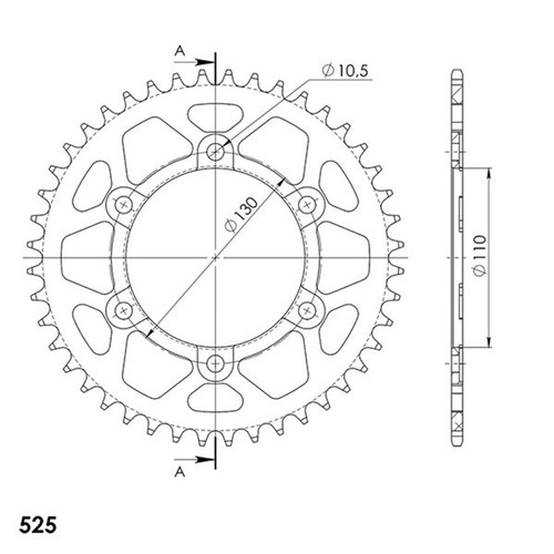 Aluminum sprocket 525 - aluminum,