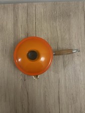 Vintage le Creuset Flame Orange Saucepan 20 with Wooden Handle Used Condition