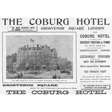 The COBURG HOTEL Grosvenor Square, London - Victorian Advert 1897