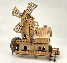 DIY Windmill fairy garden Ornament wooden 3D kit  Puzzle Jigsaw Gift Miniature