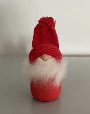 Mini Gonk Father Christmas Wooden Nordic Red Woolly Hat White Beard Decoration