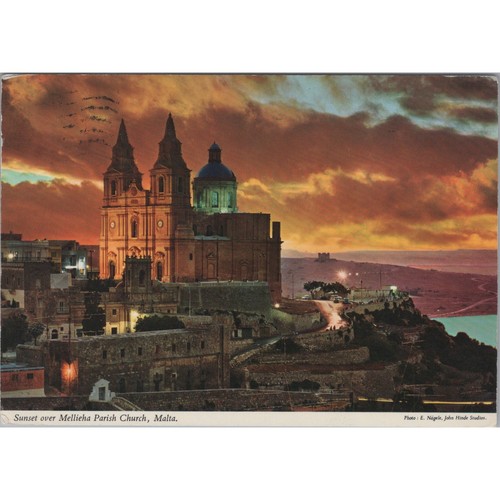 Postcard sunset over mellieha - postcard,