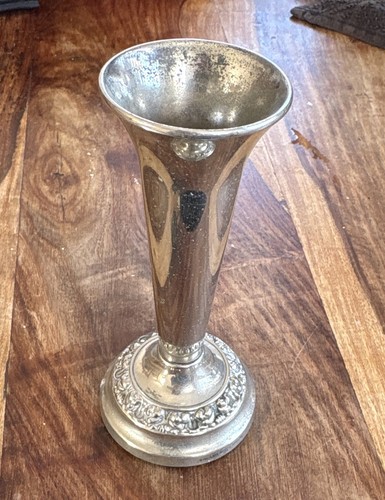 Vintage silver plated bud - silver, vase