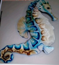large SEAHORSE 2D (Flat) rustic Wooden WALL Mount Hang Decor Sweet See Pics