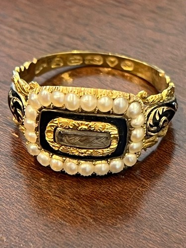 Fine 18ct gold enamel - , mourning