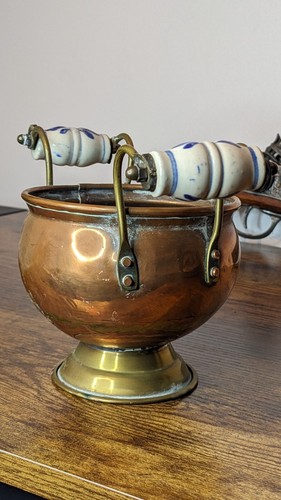Antique copper footed planter - antique,