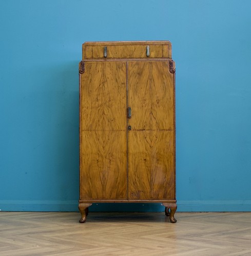 Art deco walnut tallboy linen - deco,