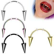 Stainless Steel Smile Lip Tiger Teeth Nail Ring Vampire C Bar Piercing Jewellery
