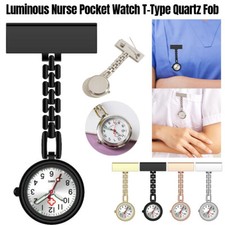 Nurse Fob Pocket Watch T-Type Quartz Fob Pendant Brooch Clip-on Medical Luminous