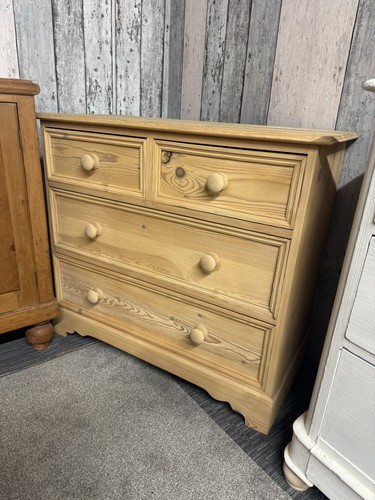 Stripped pine chest drawers - chest,