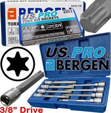 US PRO Extra Long Star Torx Bit Socket Set 3/8"Dr 8pc T25 T27 T30 T40 T50 T55T60
