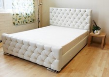 New Double Crushed Velvet Fabric Chesterfield Sleigh bed frame all sizes colours