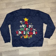 Navy “A Very Merry Christmas” Light-Up Jumper – Unisex L