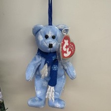 TY Jingle Beanie 1999 Holiday Teddy – Blue Bear with Scarf – Christmas Ornament