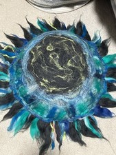 Vibrant Round Teal Wool And