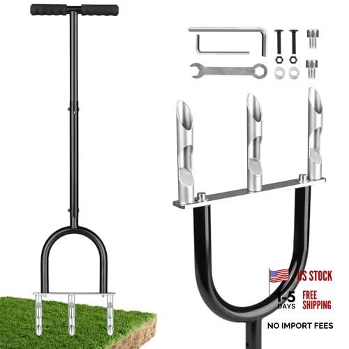 Lawn tool with hollow - with, tines