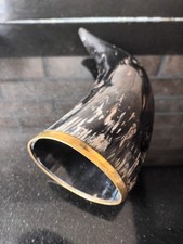 Large Drinking Horn With Metal