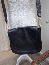 M & S black leather long