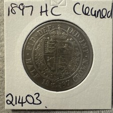1897 - Victoria Half Crown Silver Coin Cleaned (21403)