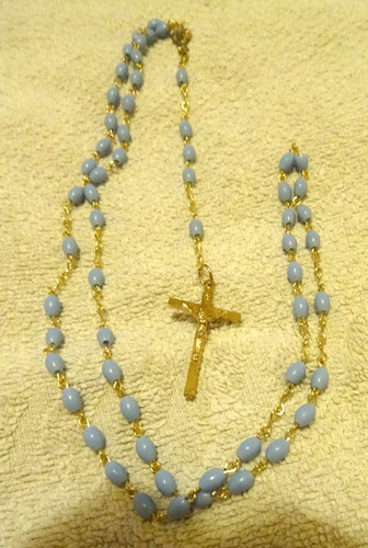 Blue beaded rosary - blue, plastic