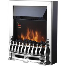 Warmlite Whitby Inset Electric Fire 2000W Chrome Remote LED Flame Heater New