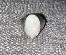 AAA 8ct Natural Ethiopian Opal Ring in Silver - Men’s