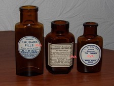 3 RARE ANTIQUE AMBER GLASS